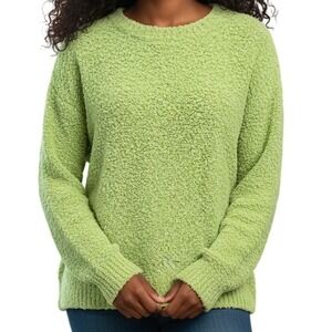 J. Crew Women's Green‎ Textured Knit Crew Neck Pullover Sweater Large